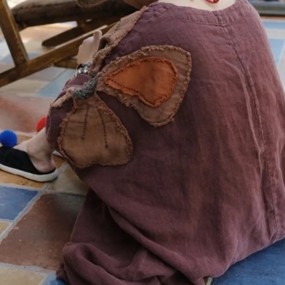 Earth Born Organic Thick Cotton Open Front Floral Sleeve Appliqué Duster - Picture 4 of 5